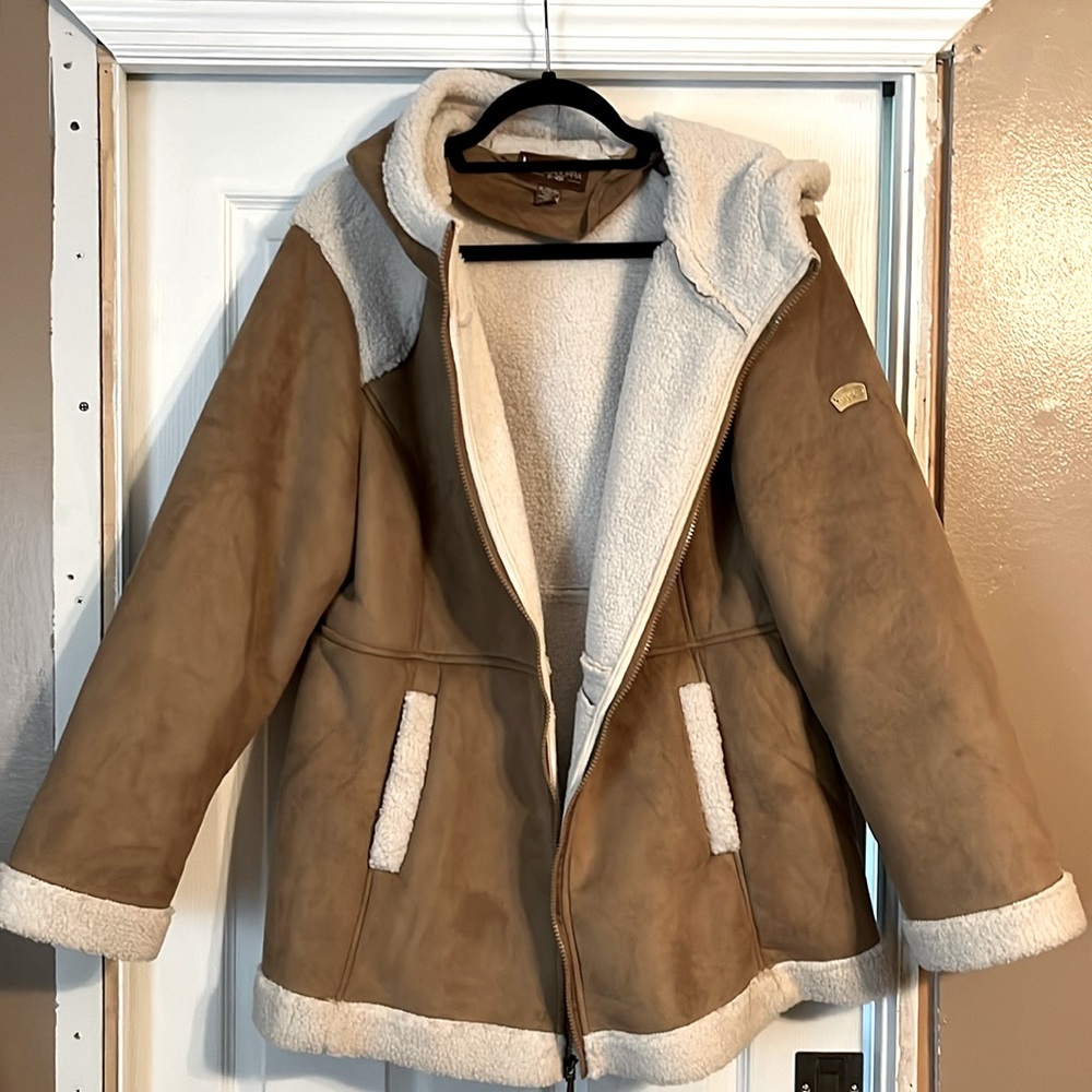 Koolaburra by Ugg Faux Suede Hooded Coat with Sherpa Trim